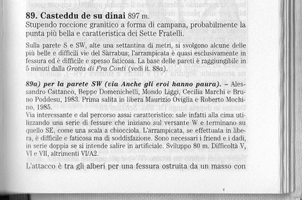 Casteddu de su dinai - Sardegna - La descrizione della via riportata sulla guida CAI/TCI Monti d'Italia