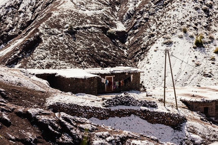 Ines Papert, Lisi Steurer, Patrik Aufdenblatten, Tadrarate, Taghia, Morocco - April 2013: winter at Taghia