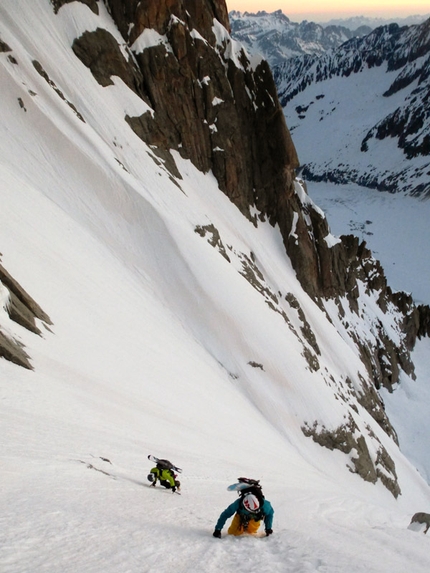 Col Armand Charlet, Mont Blanc - 08/05/2013: Davide Capozzi, Julien Herry md Luca Rolli, NE couloir, Col Armand Charlet.