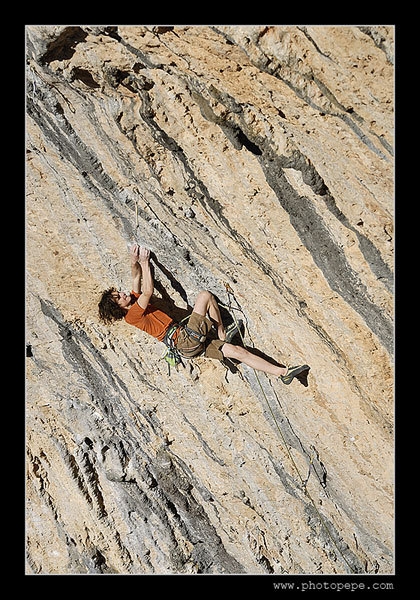 Adam Ondra - Adam Ondra on-sighting Digital System 8c, Santa Linya, Spain. www.photopepe.com