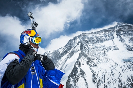 Everest - Valery Rozov - 05/05/2013: Russian BASE jumper Valery Rozov leaps from a record 7720m off the North Face of Everest.