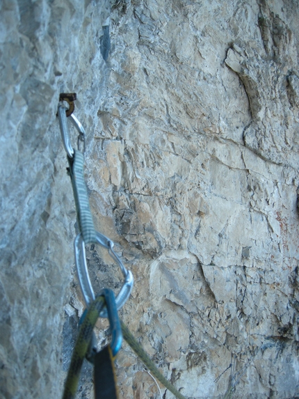 Monte Pizzocco, Vette Feltrine - 10/2012: Maurizio Felici durante la solitaria della via Schwarzkopf, Monte Pizzocco, Vette Feltrine