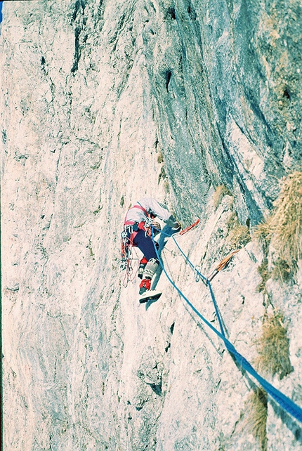 A Federico - Presolana di Castione - Sulla seconda lunghezza durante la prima invernale della via A Federico