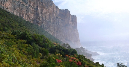 Monte Santu, Baunei, Sardegna - Durante l'avvicinamento, un giorno di non eccezionale aderenza!!