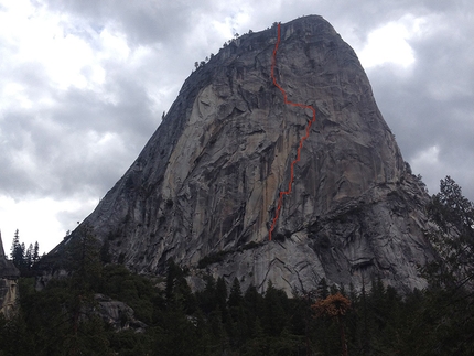 Cedar Wright and Lucho Rivera free climb Liberty Cap above Yosemite valley