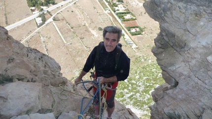 Monte Monaco (Sicily) - During the first ascent of La vita tra le dita - North Face of Monte Monaco (Sicily)