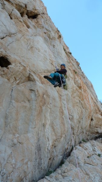 Monte Monaco (Sicily) - During the first ascent of La vita tra le dita - North Face of Monte Monaco (Sicily)