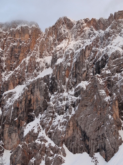 Argento vivo up the North Face of Piccola Civetta, Dolomites