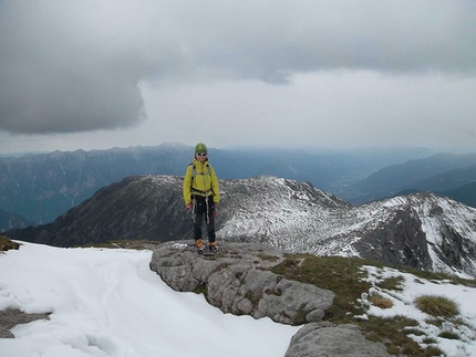 Cima Caldenave, Cime di Rava - 29/06/2013: Paolo Michielini e Alessia Savio durante la salita di Canalone del Frate, Caldenave 2442m (Gruppo delle Cime di Rava, TN).