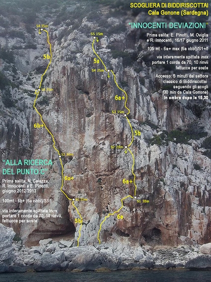 Arrampicata in Sardegna: news 3 - Alla ricerca del punto C, Cala Gonone, scogliera di Biddirioscottai, Sardegna