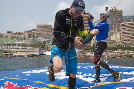 Red Bull X-Alps 2013 - Red Bull X-Alps 2013: Christian Maurer celebrating his victory with teammate Thomas Theurillat