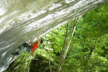 Mauro Calibani - Mauro Calibani making the first ascent of Hole’s Trilogy 8c at Roccamorice, Abruzzo, Italy