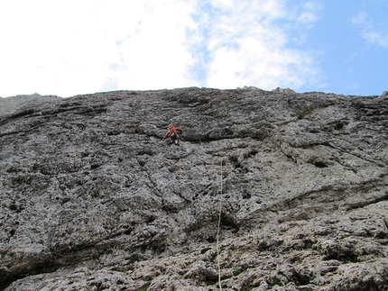 Via Cappellari - Timillero parete Nord Sass d'Ortiga (Pale di San Martino) - Cercando l'appiglio...