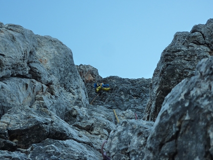Cimon della Pala, Pale di San Martino, Dolomiti - Pilastro Girasole: following the logical line upwards