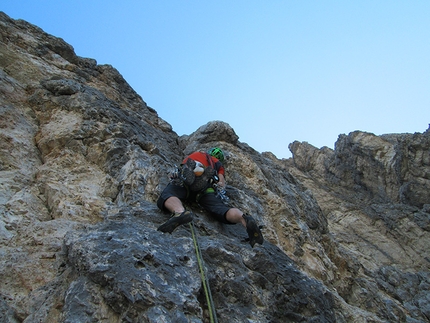 Spiz di Mezzo, Dolomiti di Zoldo - Via Gianni Ribaldone: roccia stupenda