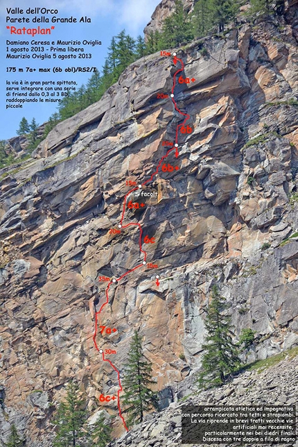 Valle dell'Orco - Rataplan, Valle dell'Orco (7a+, 175m, Damiano Cesare & Maurizio Oviglia 08/2013)