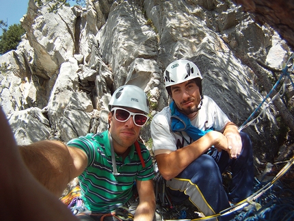 Via Bonatti, Croz del Rifugio - Via Bonatti al Croz del Rifugio: Edoardo Falletta e Andrea Roche