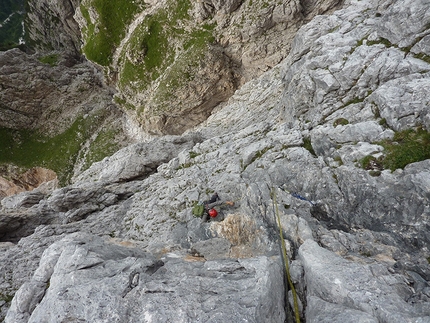 Cima dei Lastei - via Vittorio Chenet - Sulla via aperta da Lorenzo Massarotto e Vittorio Chenet sul Pilastro dei Finanzieri, Cima dei Lastei, Pale San Martino.