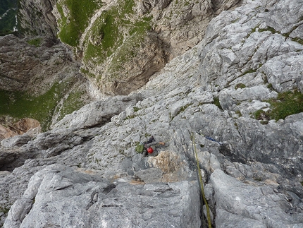 Cima dei Lastei - via Vittorio Chenet - Sulla via aperta da Lorenzo Massarotto e Vittorio Chenet sul Pilastro dei Finanzieri, Cima dei Lastei, Pale San Martino.