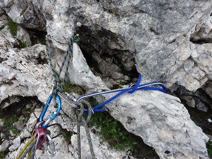 Cima dei Lastei - via Vittorio Chenet - Sulla via aperta da Lorenzo Massarotto e Vittorio Chenet sul Pilastro dei Finanzieri, Cima dei Lastei, Pale San Martino.