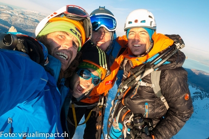 Cerro Torre - 07/2013: Stephan Siegrist, Dani Arnold, Thomas Huber and Matias Villavicencio during the winter ascent of Cerro Torre