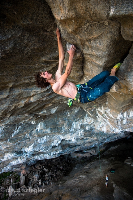 Adam Ondra - Adam Ondra making the first ascent of Move 9b/+ at the Hanshelleren cave in Flatanger, Norway (08/2013)