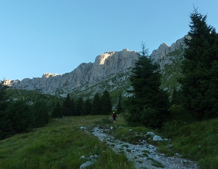 Dall'alba al tramonto, Presolana - L'alba ci indica la parte finale della linea ipotizzata.