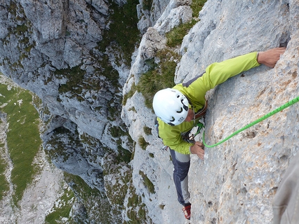 Dall'alba al tramonto, Presolana - Stefano Codazzi on the final moves on pitch 6