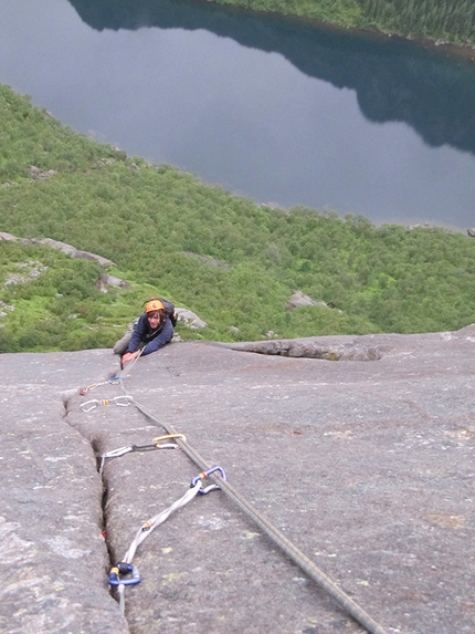 Lofoten, Norway - Crack climbing on Bare Blaber