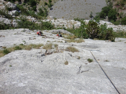 Le Lisce d'Arpe, Monte Alpi - Il lungo 4° tiro della 2° placconata