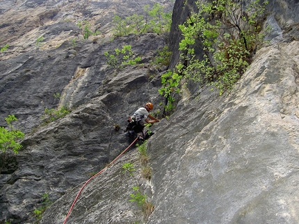 Diedro Maestri - Baldessari, Parete Limarò, Piccolo Dain - Sulla via del Diedro Maestri alla parete del Limarò, Piccolo Dain, Valle del Sarca