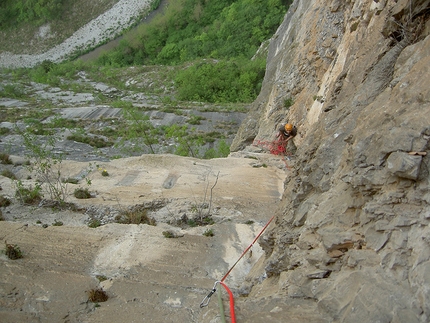 Diedro Maestri - Baldessari, Parete Limarò, Piccolo Dain - Sulla via del Diedro Maestri alla parete del Limarò, Piccolo Dain, Valle del Sarca