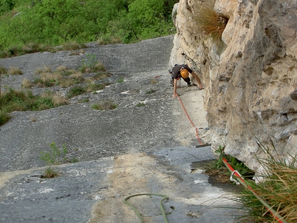 Diedro Maestri - Baldessari, Parete Limarò, Piccolo Dain - Sulla via del Diedro Maestri alla parete del Limarò, Piccolo Dain, Valle del Sarca