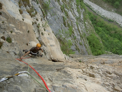 Diedro Maestri - Baldessari, Parete Limarò, Piccolo Dain - Sulla via del Diedro Maestri alla parete del Limarò, Piccolo Dain, Valle del Sarca