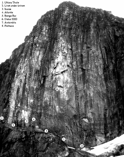 Blamann, Kvaløya, Norway - The Blamann face and the routes