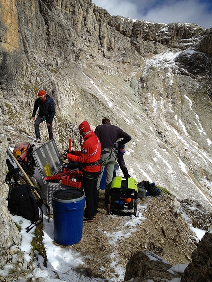 Via Ferrata Piz da Lech - Il lavori di ristrutturazione della Via Ferrata Piz da Lech, estate 2013