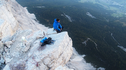 Sass de la Crusc, Dolomites - Josef Hilpold and Ulrich Viertler on Wüstenblume, Sass de la Crus, Dolomites.