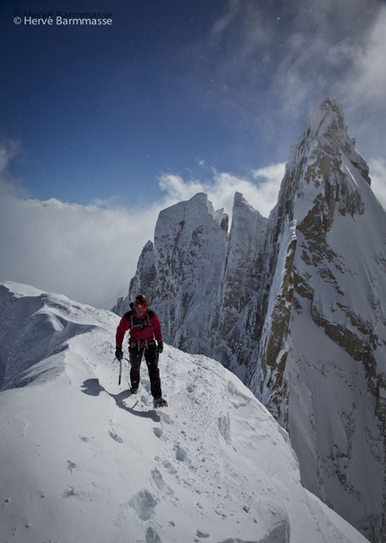 Hervé Barmasse, Patagonia and winter ascents - Martin Castrillo on the summit of the first Colmillos, on the right Hervé Barmasse, Patagonia in winter