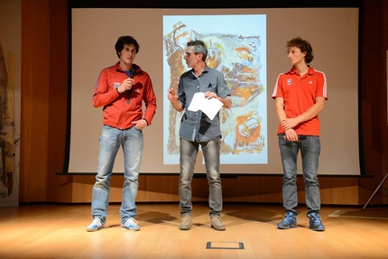 Serata Ragni di Lecco - High Summit - I Ragni di Lecco Matteo Della Bordella e Luca Schiera con Vinicio Stefanello alla serata Un ponte infinito dei Ragni di Lecco per l'apertura di High Summit 