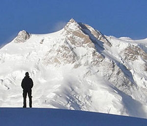 Walter Nones and Simon Kehrer exit the Rakhiot Face: descent tomorrow descent via Buhl route