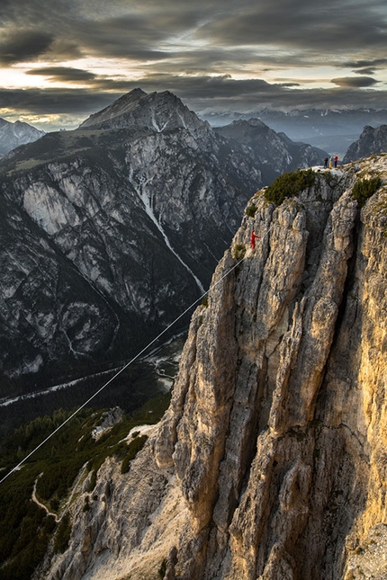 Monte Piana Highline Meeting 2013, Dolomiti - Vista giù nella valle di Landro