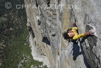 Hansjörg Auer climbing in Yosemite