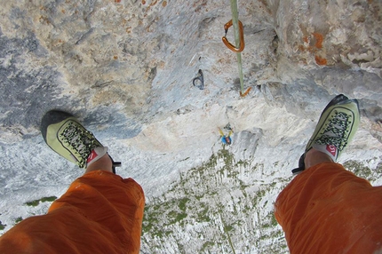 Roland Hemetzberger, Wilder Kaiser - Roland Hemetzberger during the first free ascent of the Scheffler - Siegert route on, Wilder Kaiser, Austria 09/2013