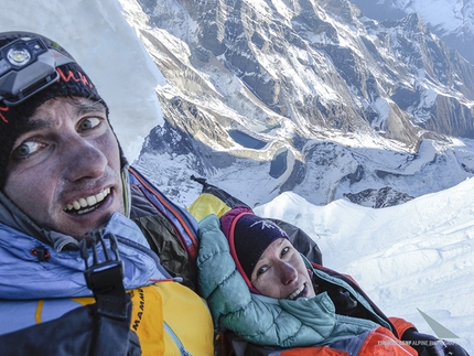 Likhu Chuli I - Ines Papert e Thomas Senf durante la prima salita del Likhu Chuli I, Nepal