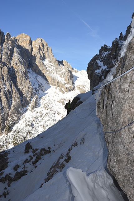 Pale di San Martino, Dolomiti - Canale Sant Anna, Pale di San Martino: Il traverso esposto