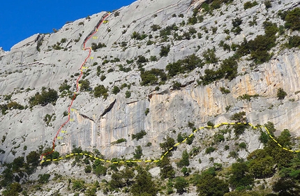 Climbing in Sardinia - Topo of the route Sos de Urthullè