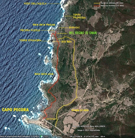 Arrampicata in Sardegna: news 8 - Accesso ai settori di Capo Pecora