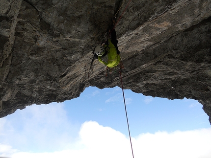 Pysny stit, Tatra Mountains - Pavol Rajcan during the first free winter ascent of Královský previs, the King's Roof, on the West Face of Pysny stit, Tatra Mountains.