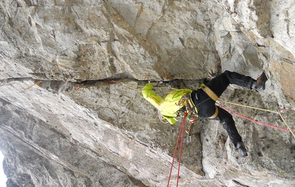 Pysny stit, Tatra Mountains - Pavol Rajcan during the first free winter ascent of Královský previs, the King's Roof, on the West Face of Pysny stit, Tatra Mountains.