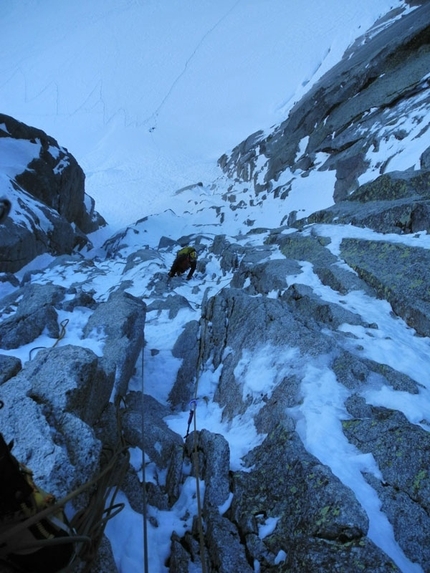 Fancy of Peckers, Col du Peigne, Monte Bianco - Marcello Sanguineti sui tiri iniziali